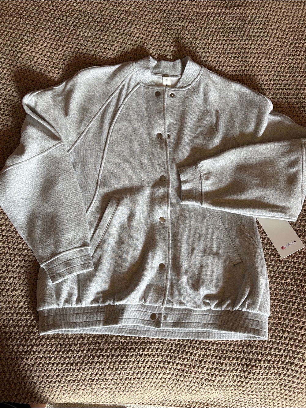 LULULEMON Scuba Oversized Collegiate Jacket Snap-Front Bomber Varsity Sweatshirt
